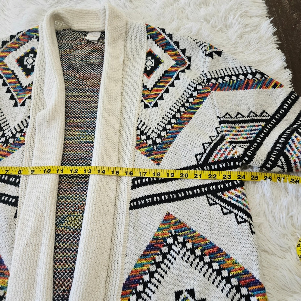 Northern Angel Aztec Boho Geometric Open Front Cozy Cardigan Rainbow Sz 3X - Picture 5 of 7